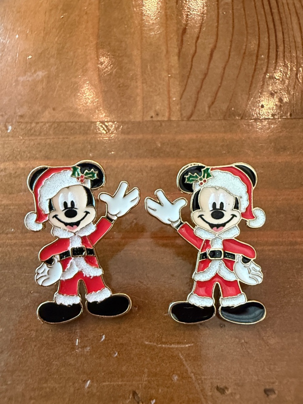 Mickey Mouse Santa Bauble Bar earrings - Festive Red & Black